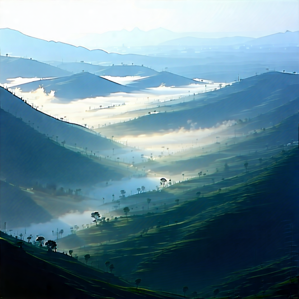 Nature Blender Artwork: Valley During Foggy Morning With Beautiful Mountain