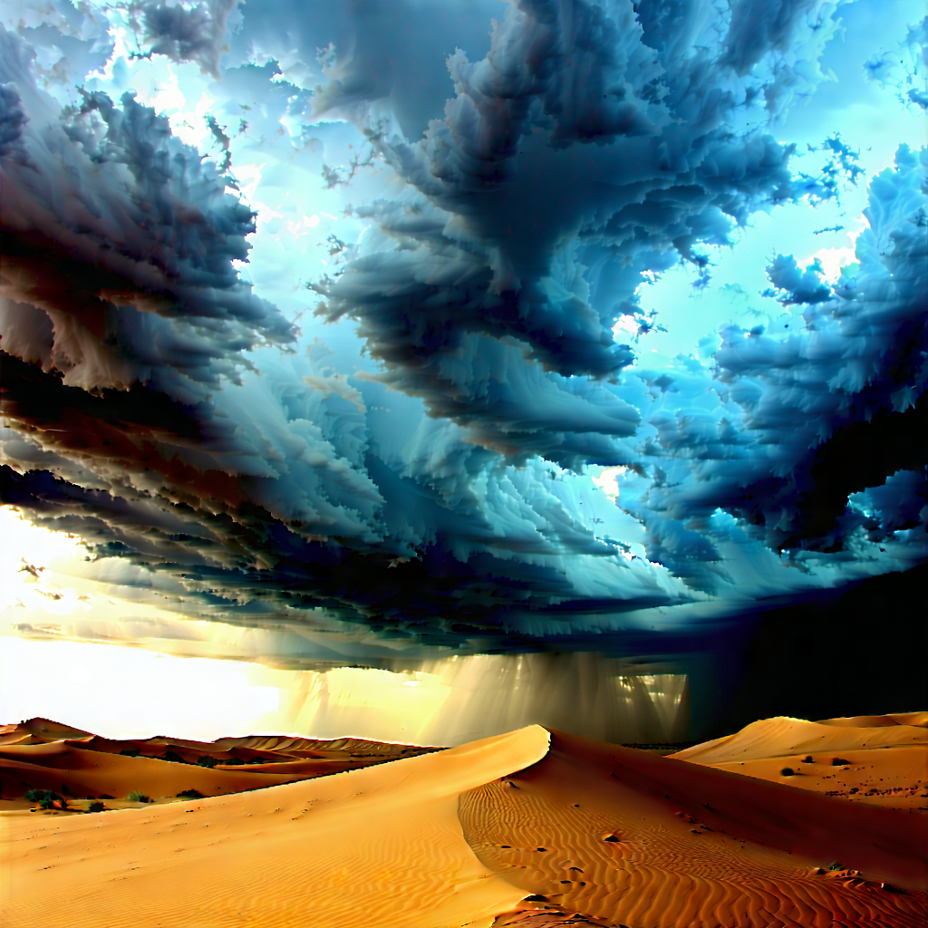 Nature Abstract Design: Storm Clouds Over Desert With Sandy Desert