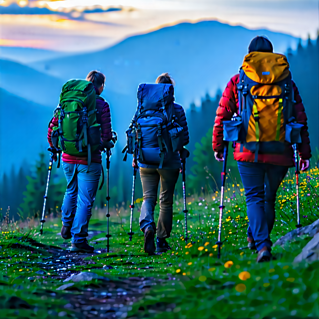 Lifestyle Long Exposure Photography: Hiking group with colleagues