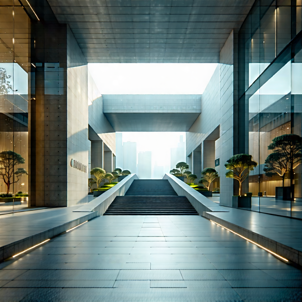 Urban Product Photography: Urban Street With (modern:1.37) Architecture With Large Building