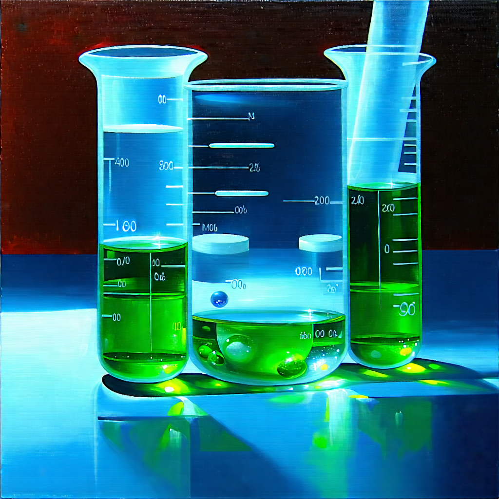 Tech Oil Painting: Futuristic Research Laboratory With Painting Green