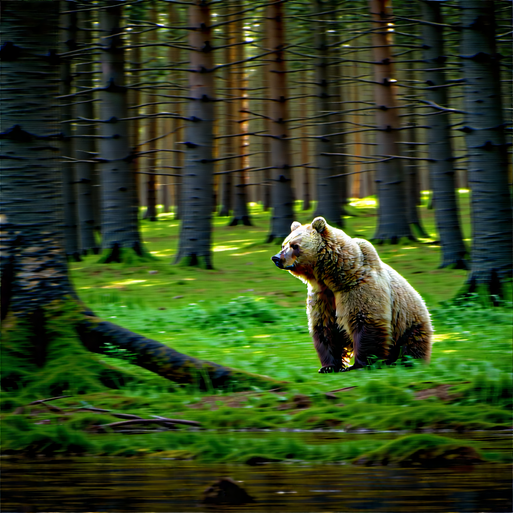 Nature Unreal Engine: Bear In Forest Environment With Large Brown