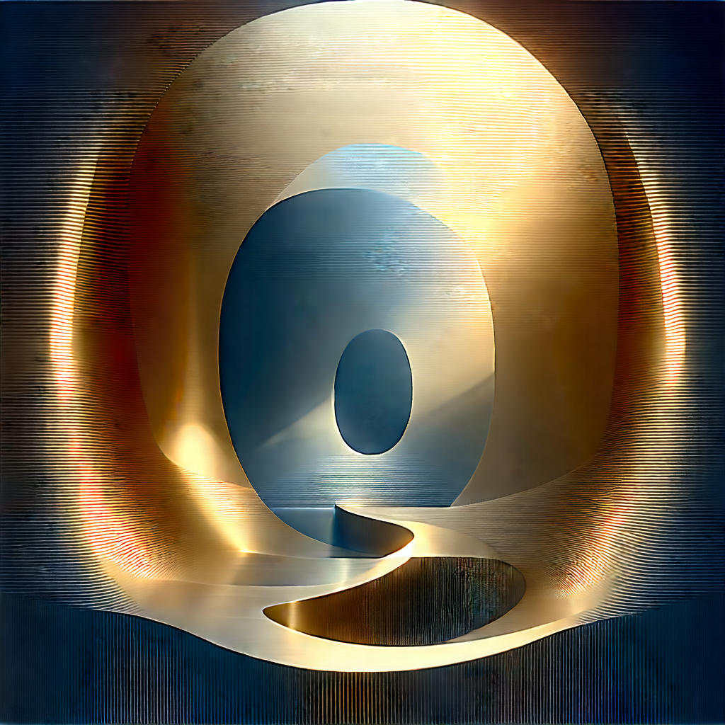 Abstract Fractal Art: Metallic Design With Large, Round,