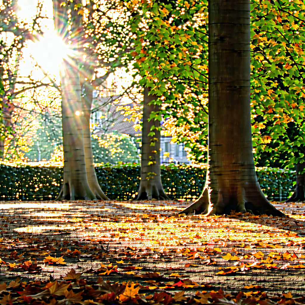 Nature Drone Photography: Autumn Leaves In Sunlit Clearing With Image, There
