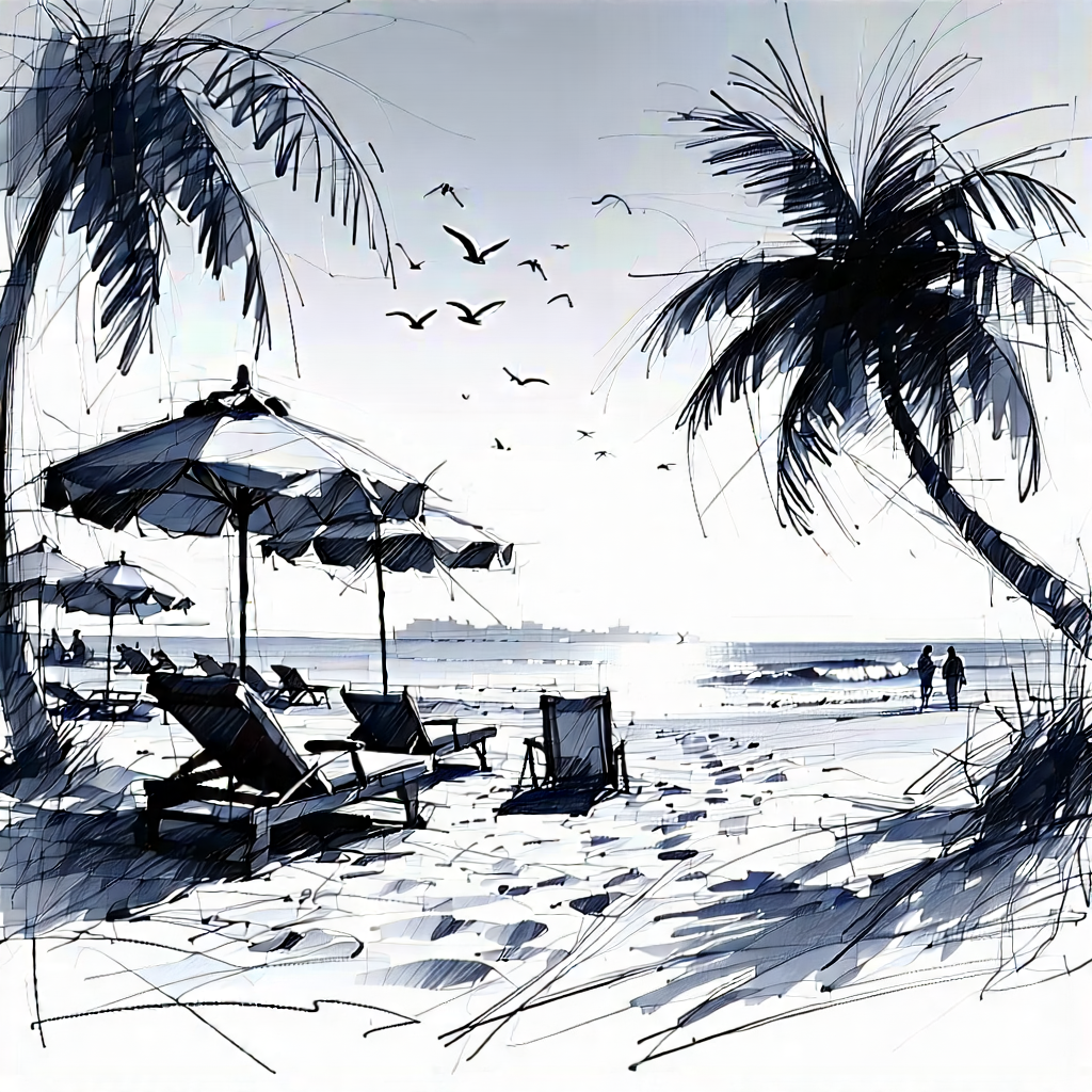 Lifestyle Pencil Sketch: Holiday Celebration During Summer With Image, There