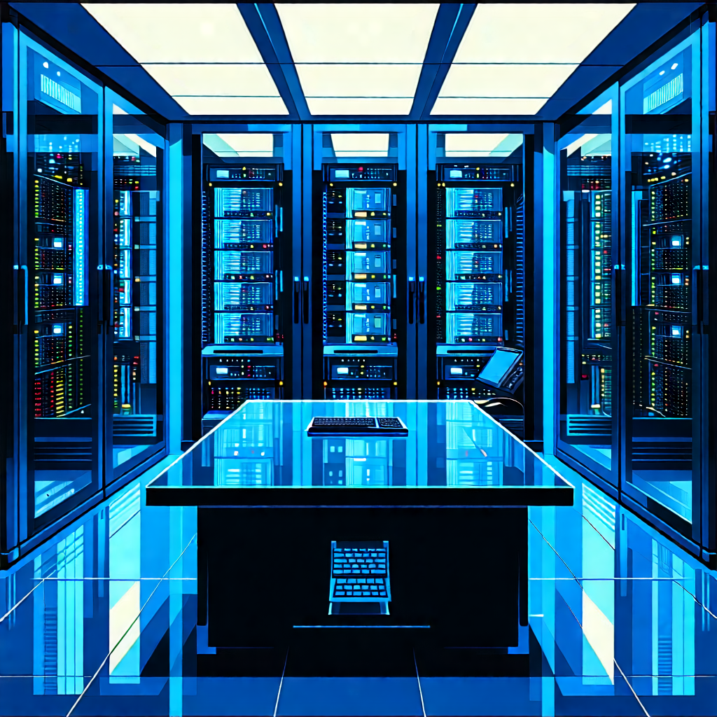 Tech Oil Painting: (futuristic:1.32) server room