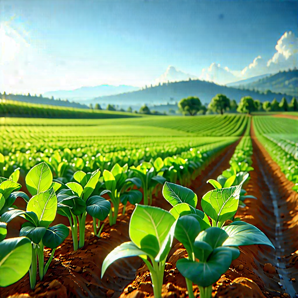 Tech Pastel Drawing: Agricultural Technology In Research Center With Large Field