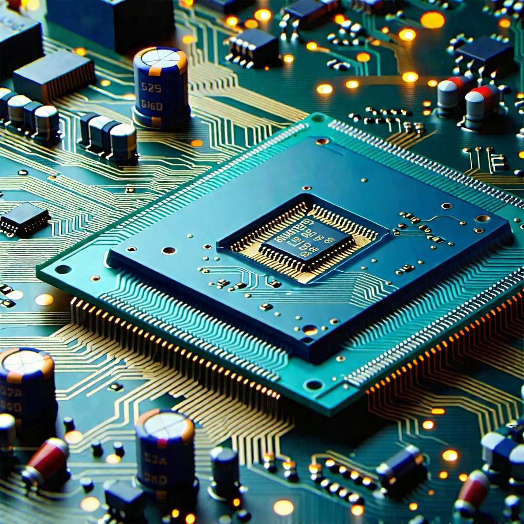 Tech Lithograph: Close-up of electronic circuit