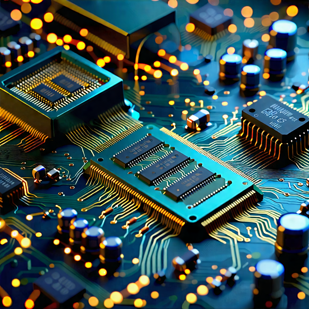 Tech Concept Art: Close-up of electronic circuit