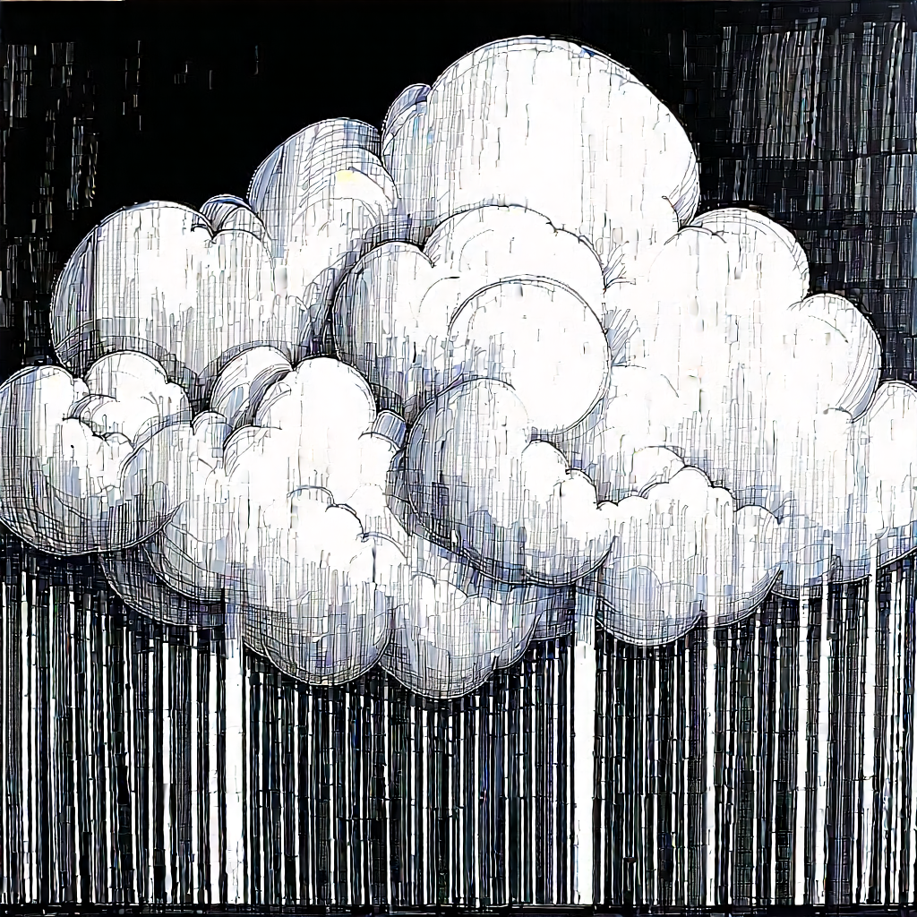 Tech Charcoal Drawing: Cloud Computing Visualization With Image, There