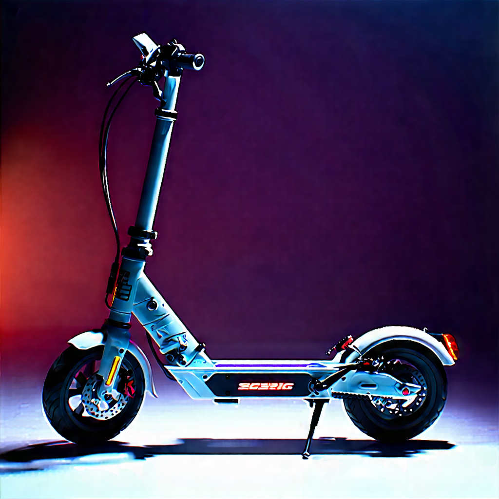 Urban Landscape Photography: City Electric Scooter In Arts District With Blue Scooter