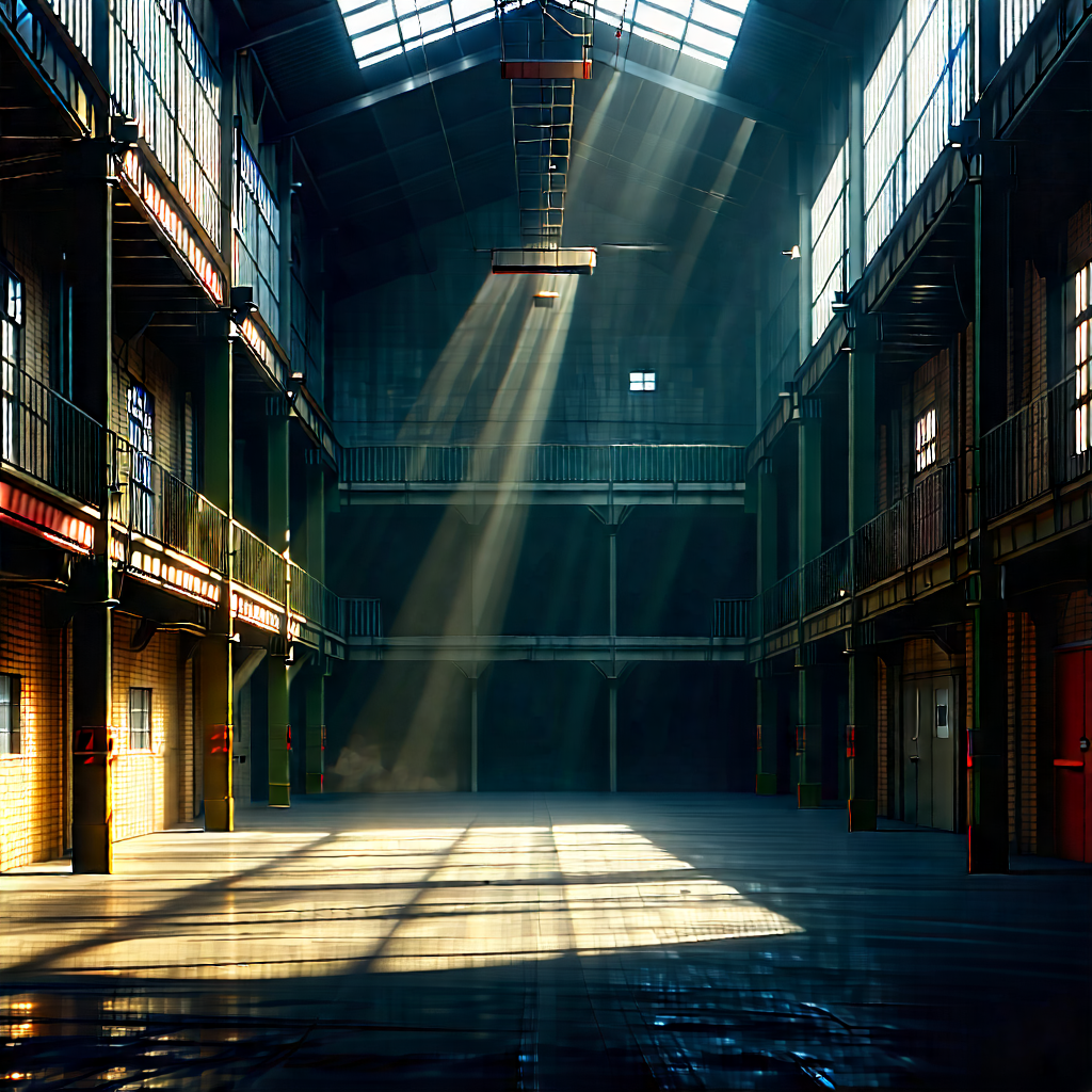Urban Cinema 4d: Converted Warehouse With Dramatic Lighting With Black White