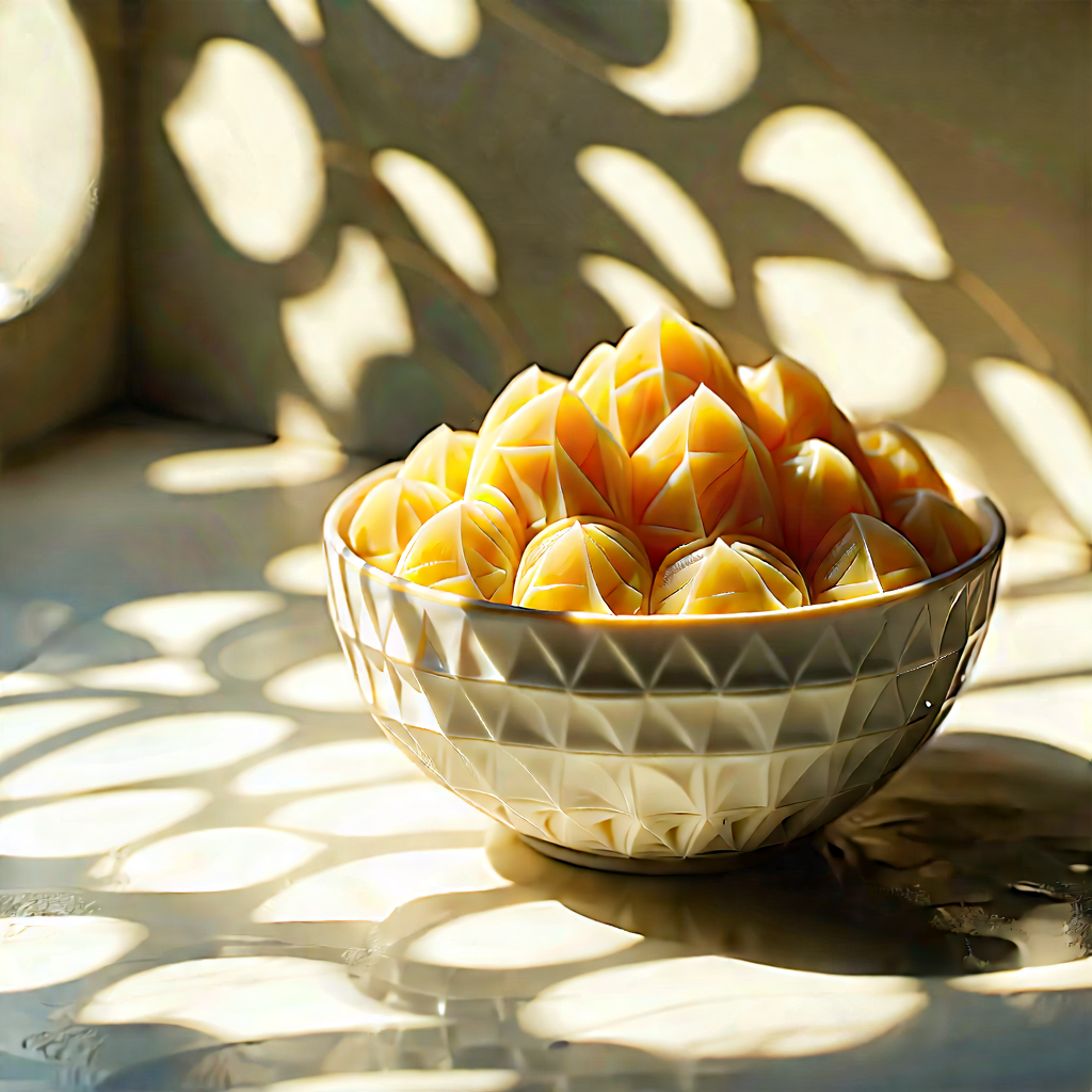 Abstract Food Photography: Tessellation With Shadow Play With White Bowl