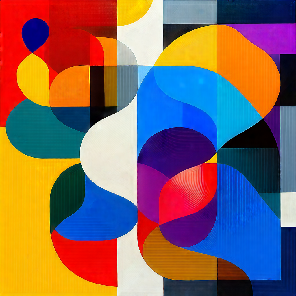 Abstract Memphis Design: Organic abstract with triadic color palette