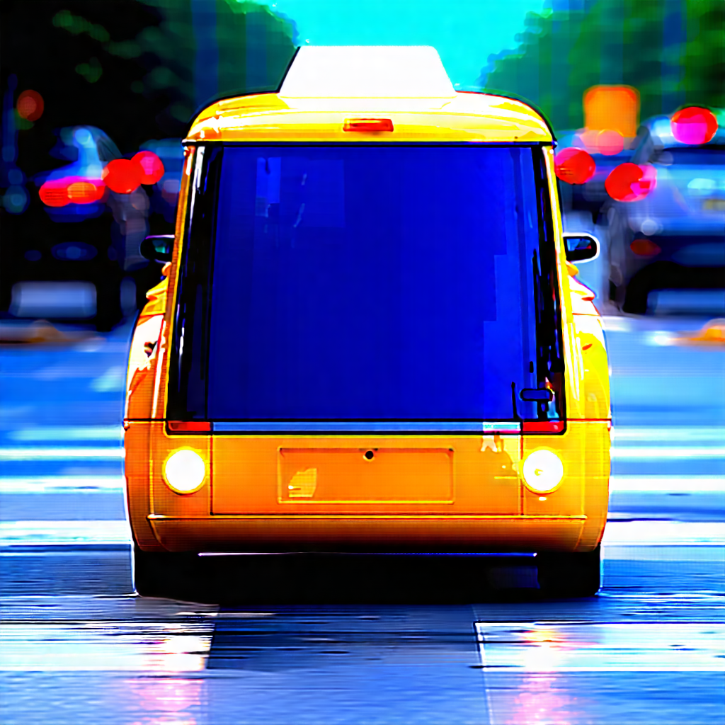 Urban Hdr Photography: (city:1.31) Taxi In Busy Intersection With Yellow Taxi