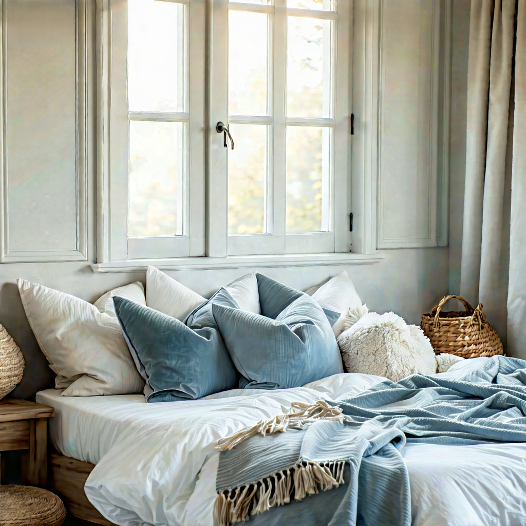 Lifestyle Product Photography: Bedroom Sanctuary With Comfortable Textiles With Cozy Bedroom