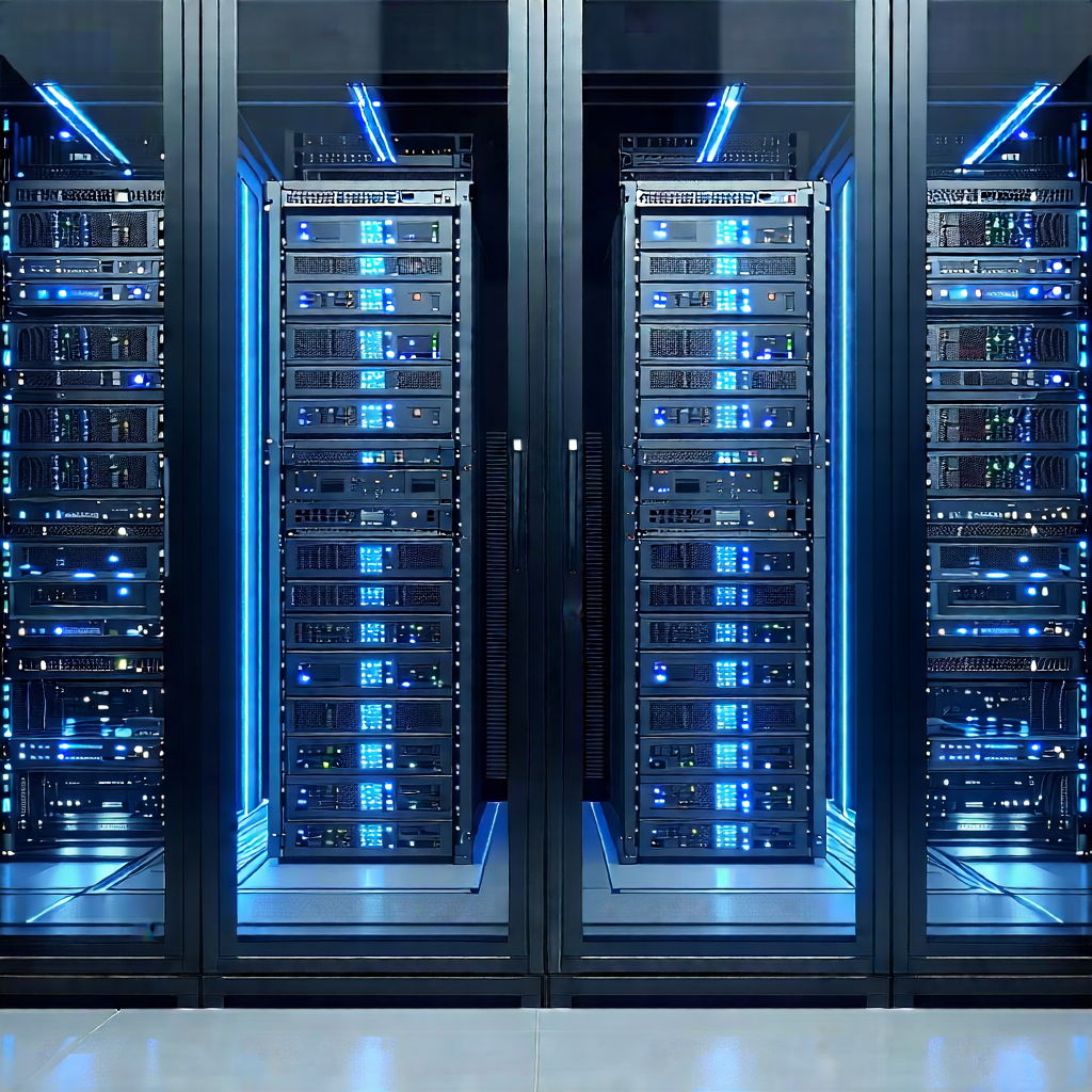 Tech Blender Artwork: Server rack with laser scanning
