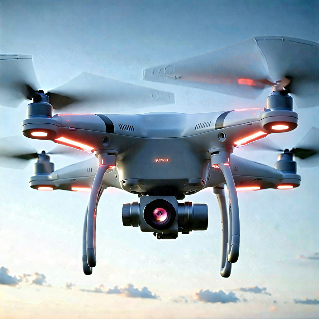 Tech Pastel Drawing: Drone With Streaming Content With White Drone