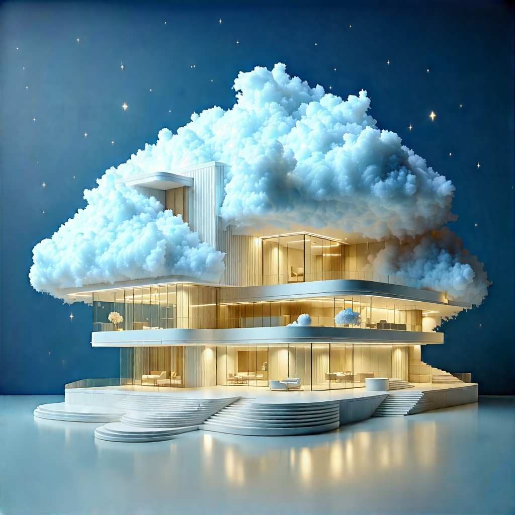 Tech Architectural Photography: Cloud Computing Visualization With Large, White,