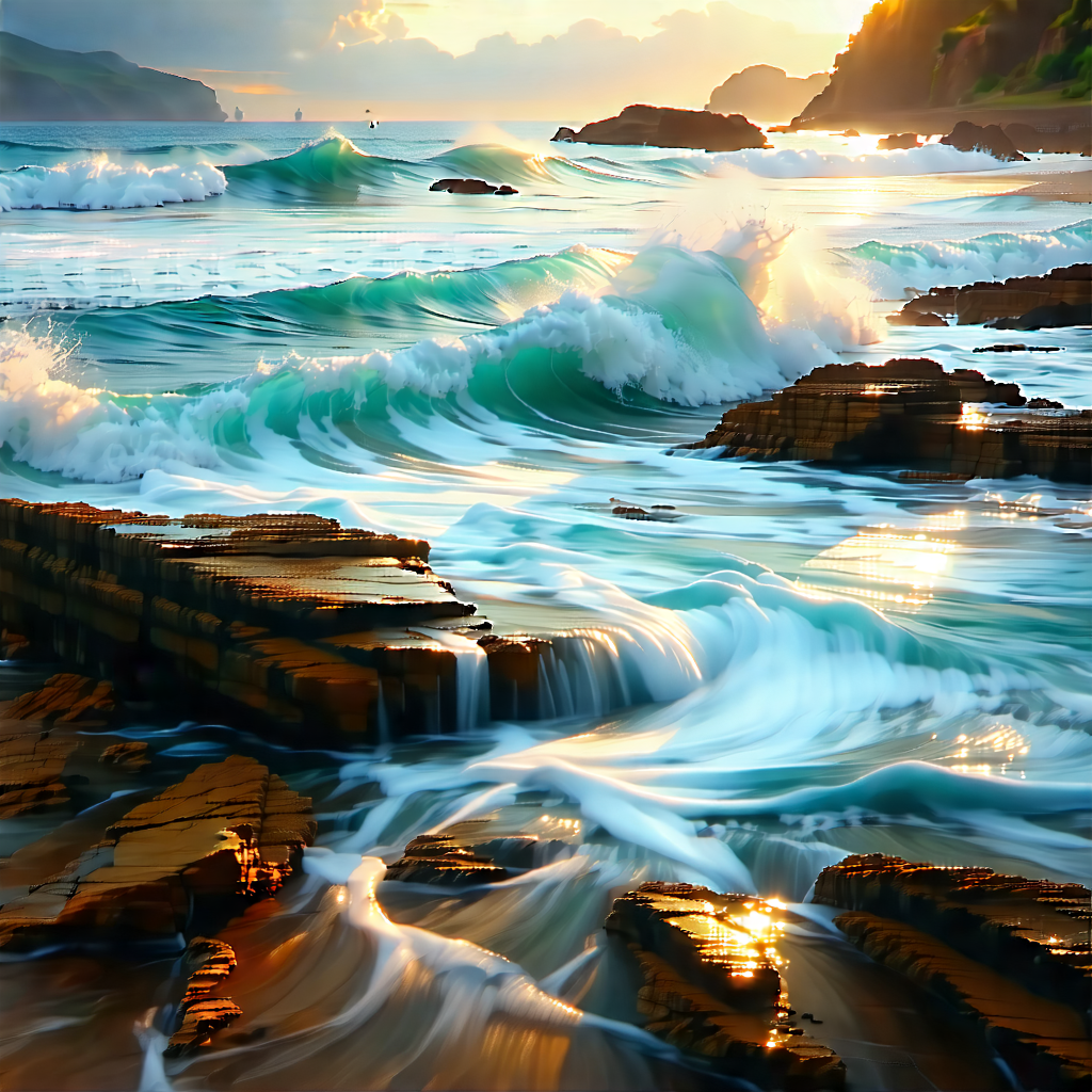 Nature Long Exposure Photography: Ocean Waves Surrounded By Rocky Shores With Captures Beautiful