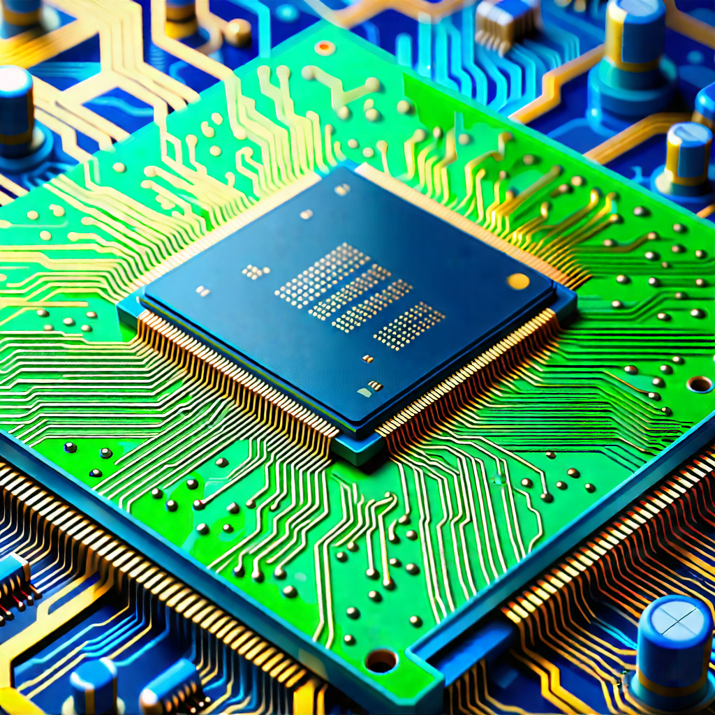 Tech Gouache Painting: Close-up of microprocessor
