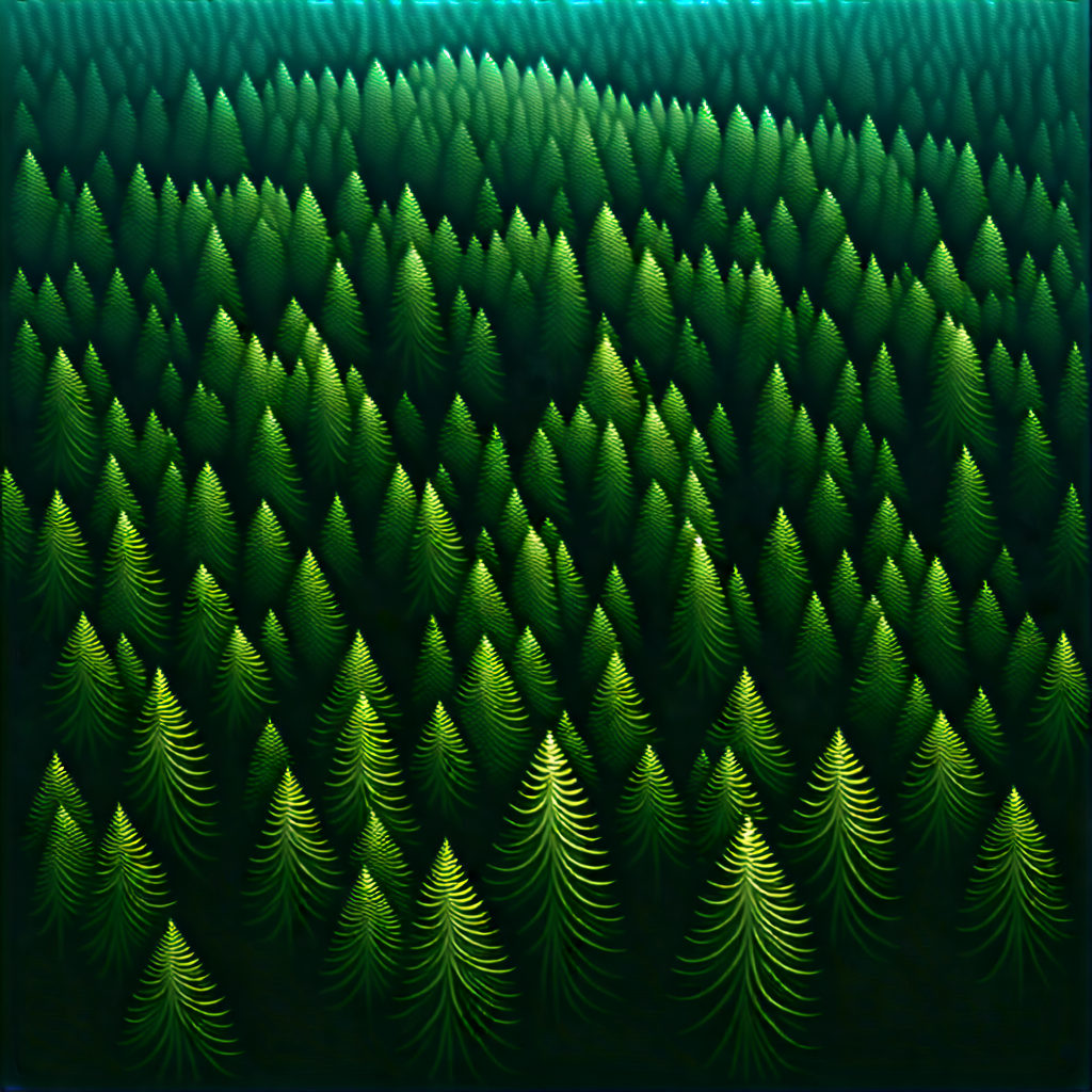 Nature Etching: Aerial View Of Forest Canopy With Large Forest