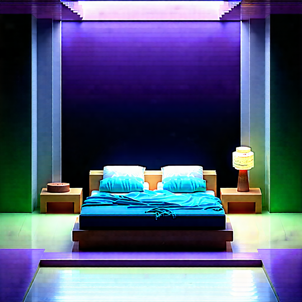 Lifestyle Voxel Art: Bedroom sanctuary with comfortable textiles