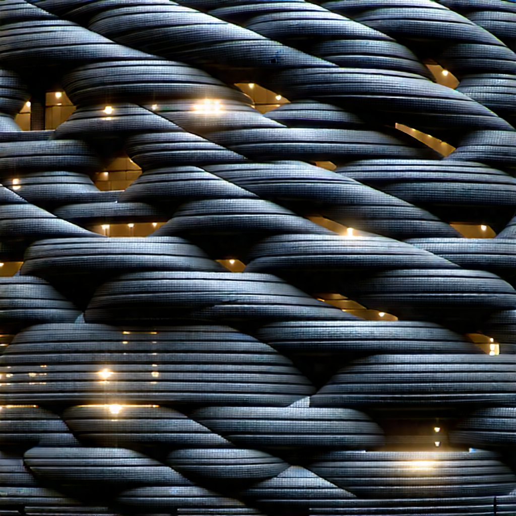 Abstract Cyberpunk Style: Woven Forms With Large, Curved