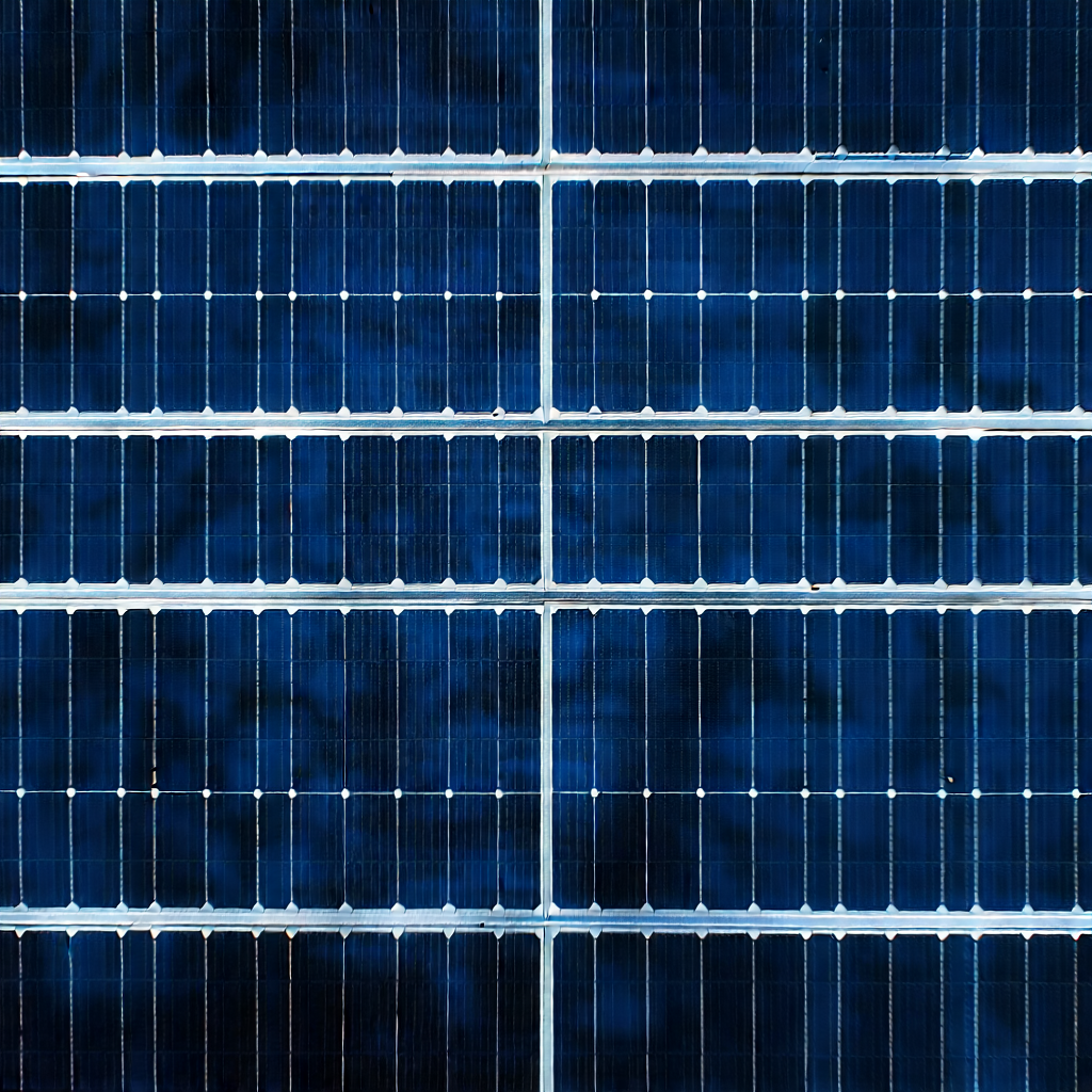 Tech Aerial Photography: Solar panel with blue light glow