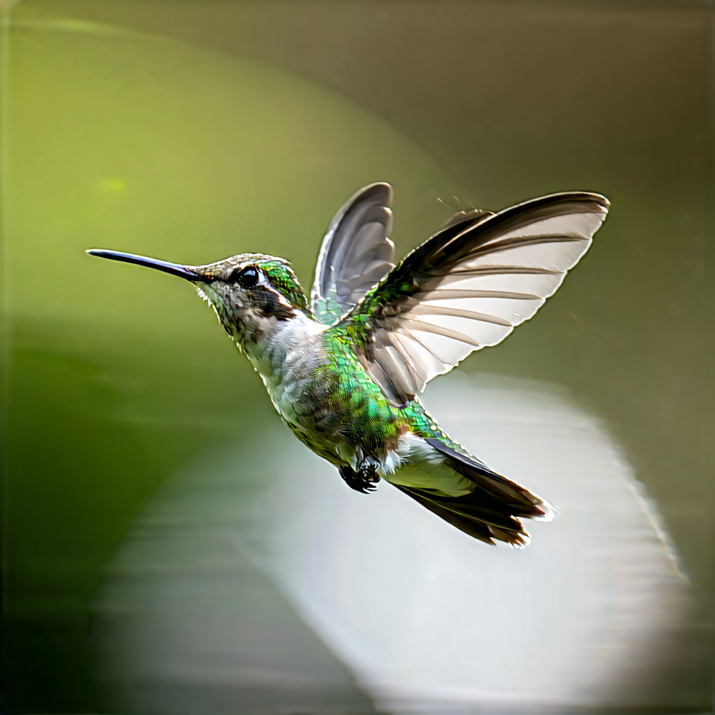 Nature Infographic Style: Hummingbird In Natural Habitat With Green White