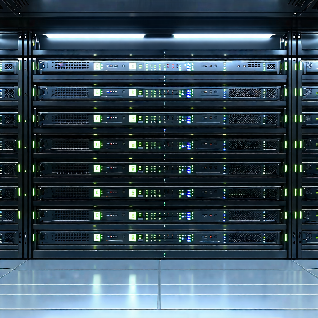 Tech Tilt-shift Photography: Server Rack With Laser Scanning With Image, There