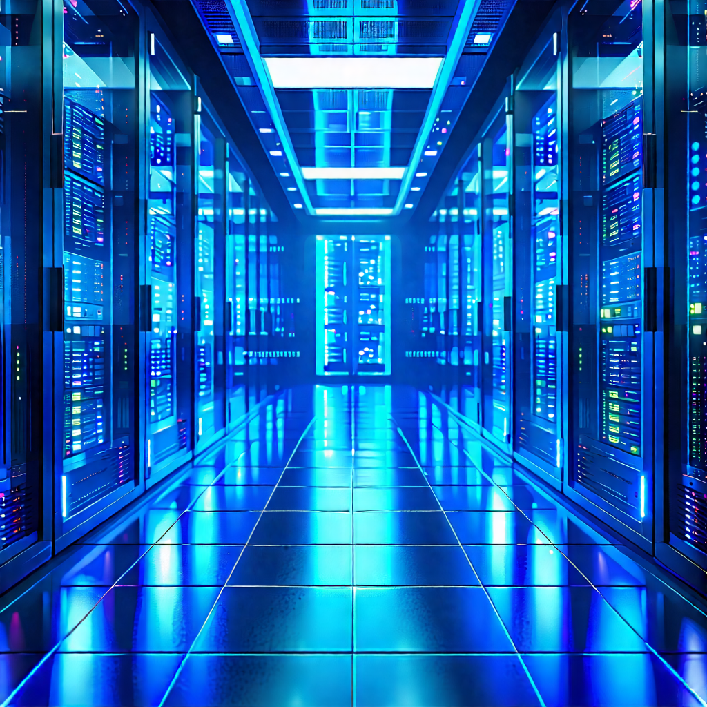 Tech Digital Illustration: (futuristic:1.15) server room