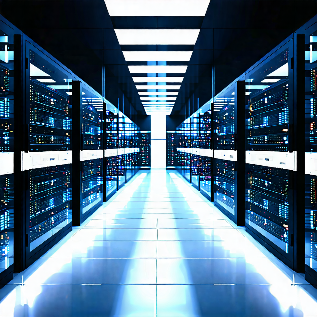 Tech Editorial Photography: Futuristic Server Room With Large Room