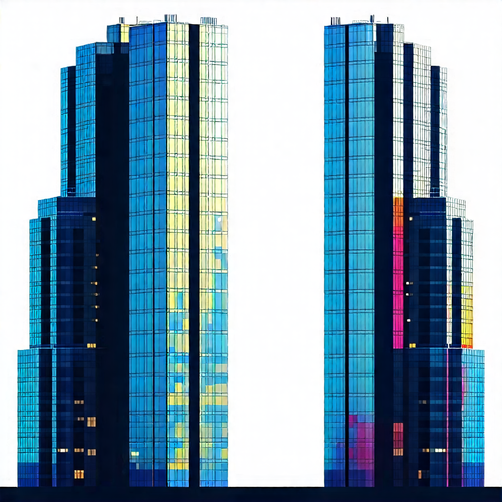 Urban Flat Design: Skyscraper with artistic facade