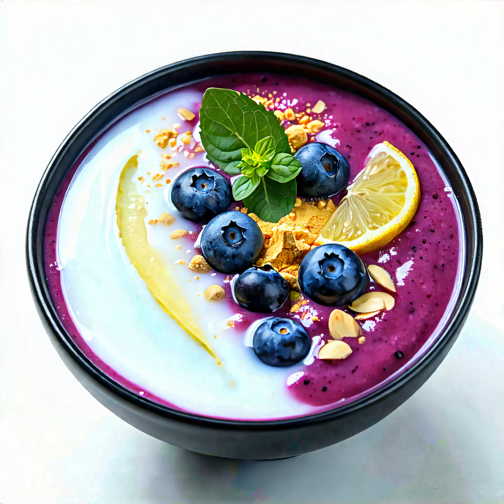 Lifestyle Long Exposure Photography: Smoothie Bowl Prepared With Organic Components With Bowl Filled