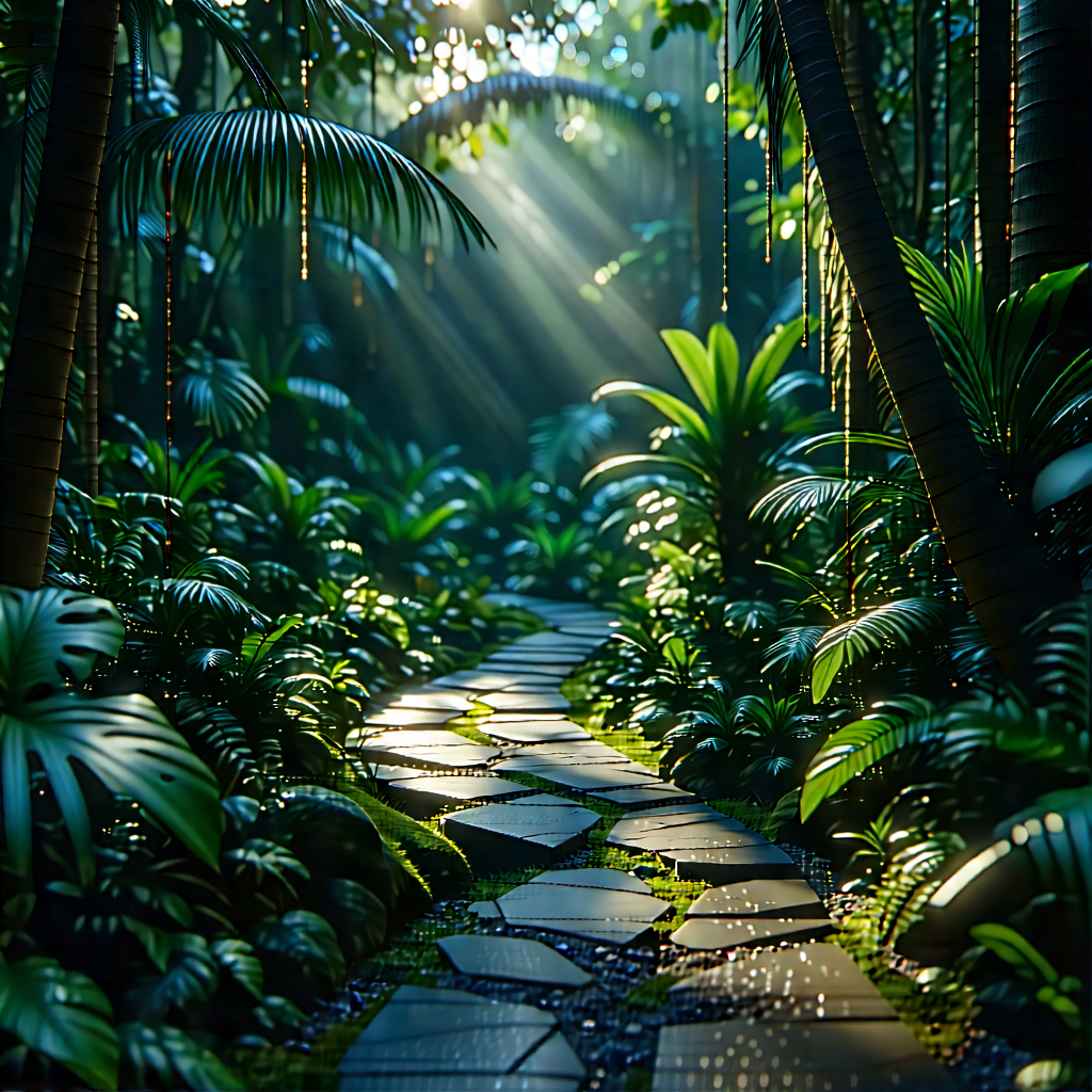 Nature Cinema 4d: Path Through Tropical Jungle With Serene Forest