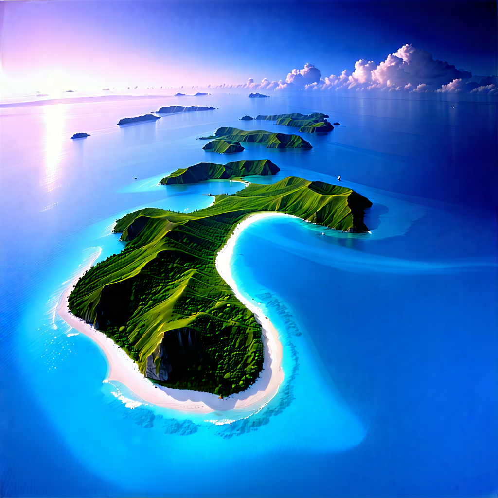 Nature Landscape Photography: Aerial View Of Coastal Islands With Beautiful Island
