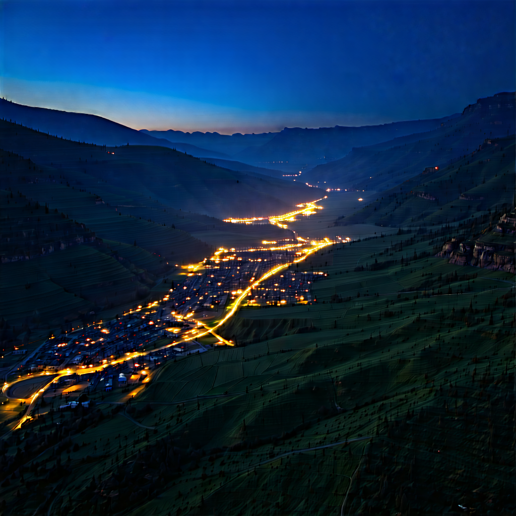 Nature Aerial Photography: Valley during night