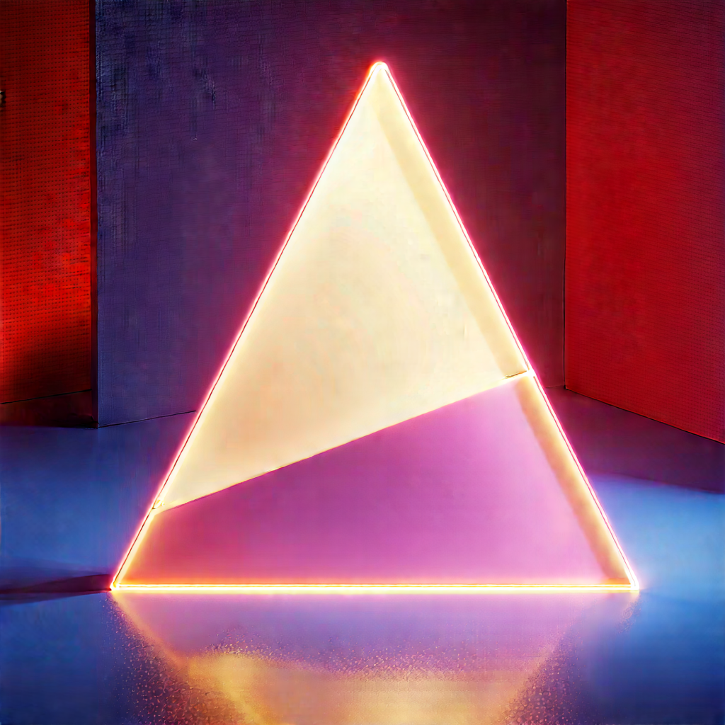 Abstract Constructivist Style: Triangular Composition With Glowing Elements With Large, Illuminated
