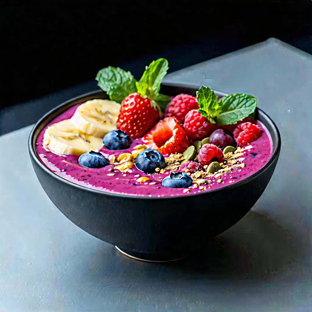 Lifestyle Stock Photography: Smoothie Bowl Prepared With Artistic Presentation With Bowl Fruit