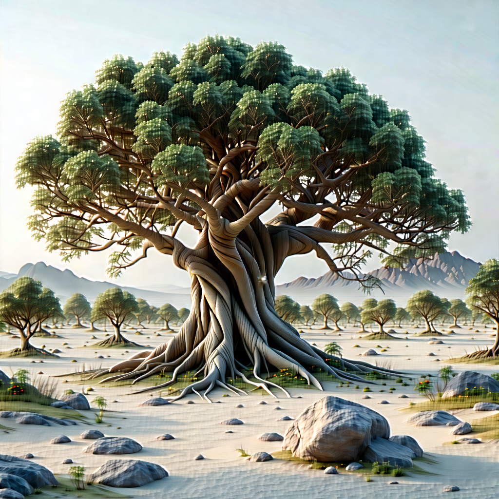 Nature Cinema 4d: Ancient Tree In Dry Season With Large Tree