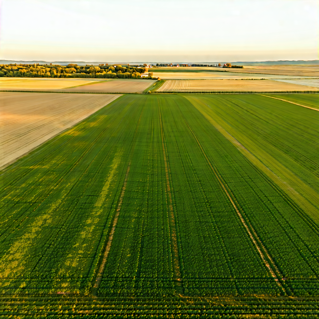 Nature Stock Photography: Aerial View Of Agricultural Fields With Large, Lush