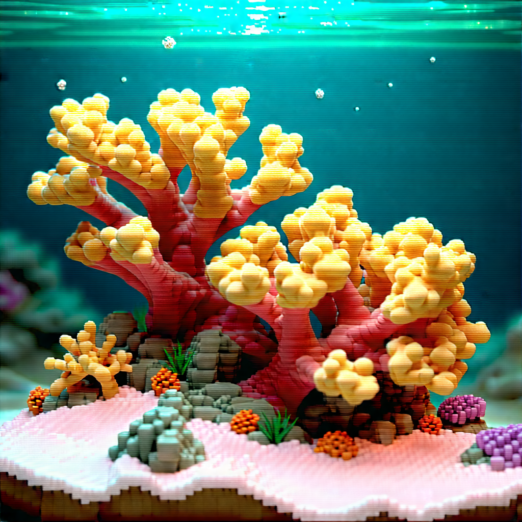 Nature Pastel Drawing: Coral reef in winter snow