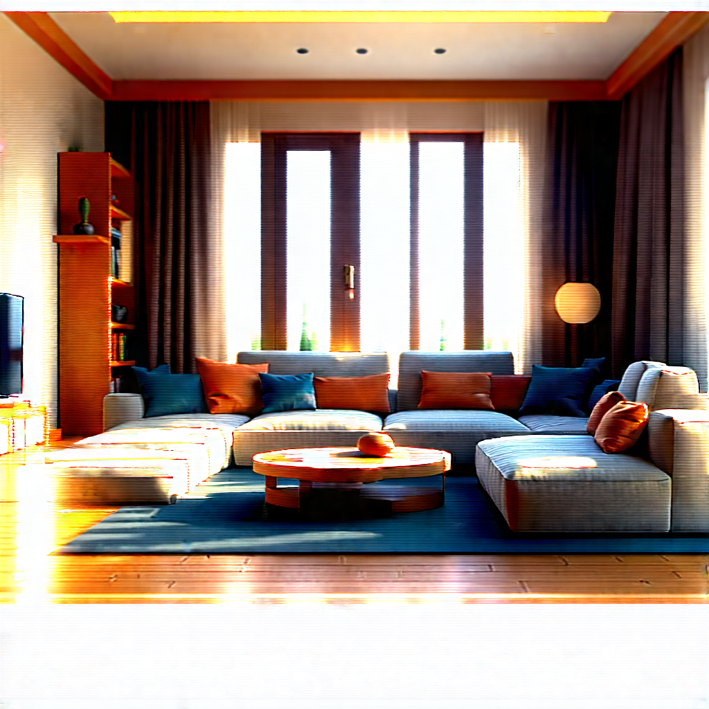 Lifestyle 3d Render: Cozy Living Room With Comfortable Textiles With Rendering Living