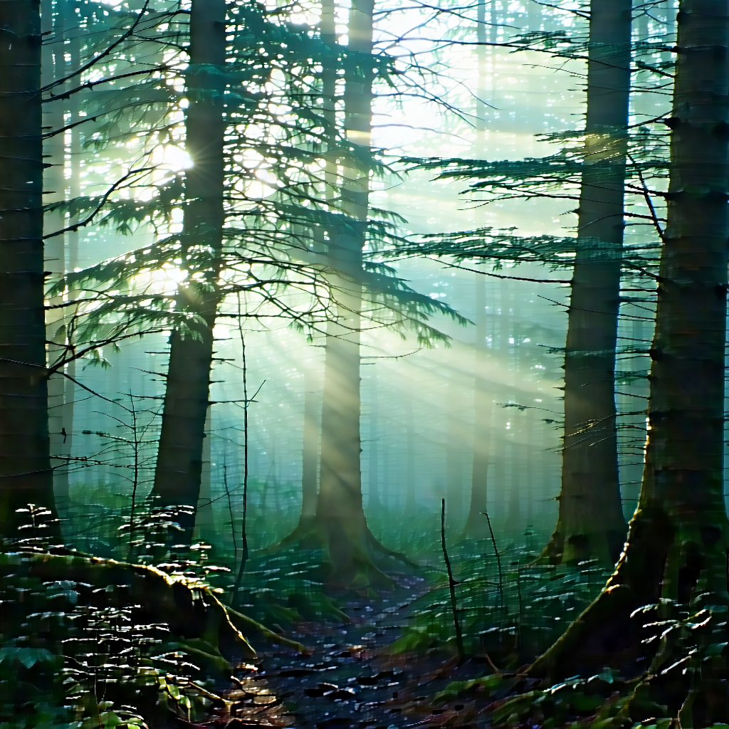 Nature Professional Photography: Forest scene during foggy morning