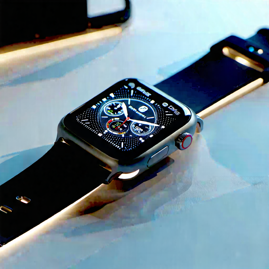 Tech Editorial Photography: Smart Watch With Holographic Display With Black Watch
