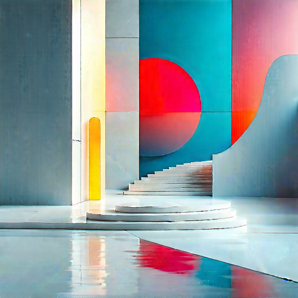 Abstract Sci-fi Art: Minimalist Exploration With Color Block With Large, Modern