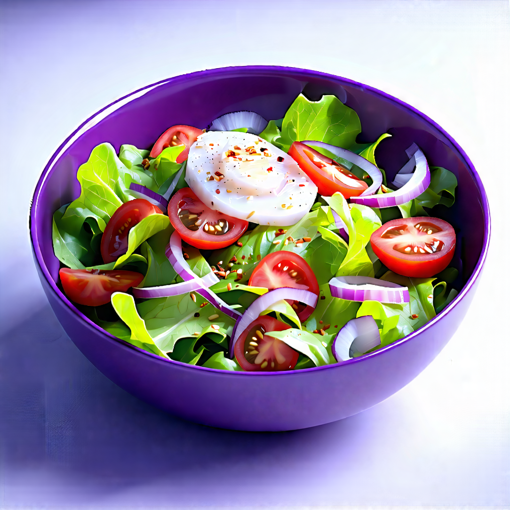 Lifestyle Pastel Drawing: Fresh Salad Prepared With Organic Components With Large Bowl