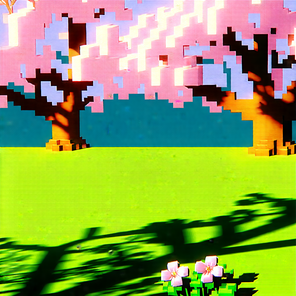 Nature Isometric Design: Cherry Blossoms In Sunlit Clearing With Image, There