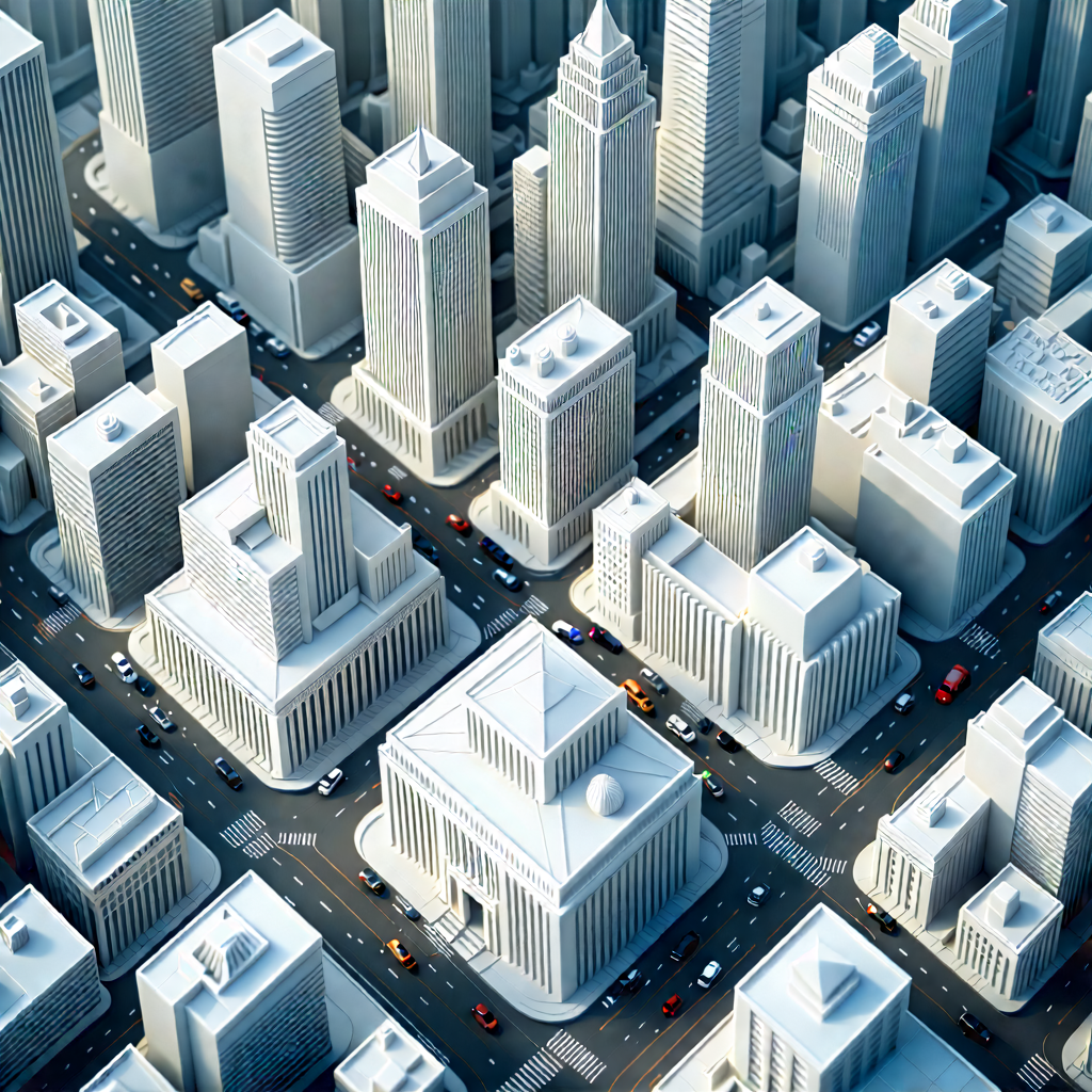Urban Geometric Design: Aerial View Of City Blocks With Model City